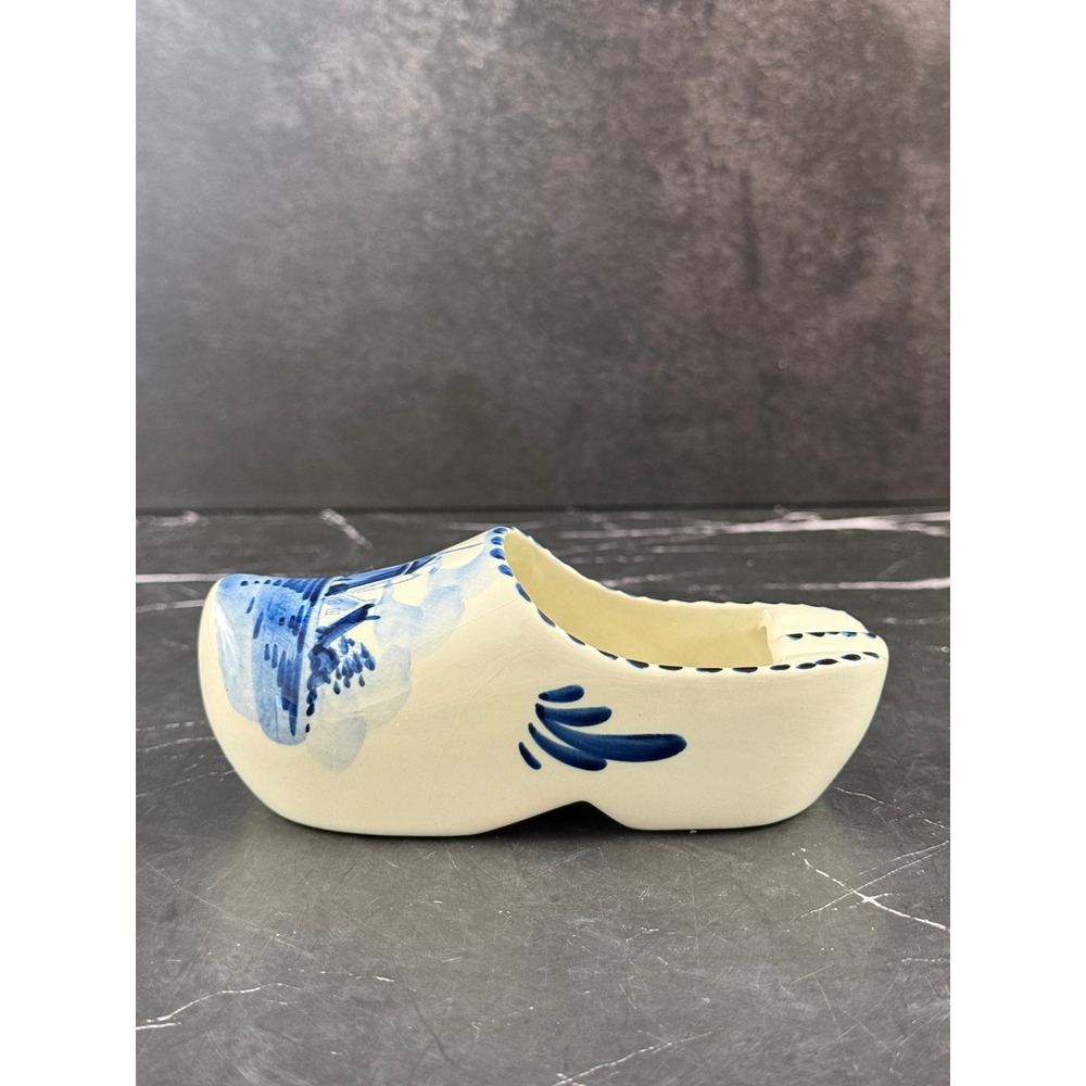 Vintage Delfts Holland Hand Painted Ceramic Clog Souvenir Windmill 5X2